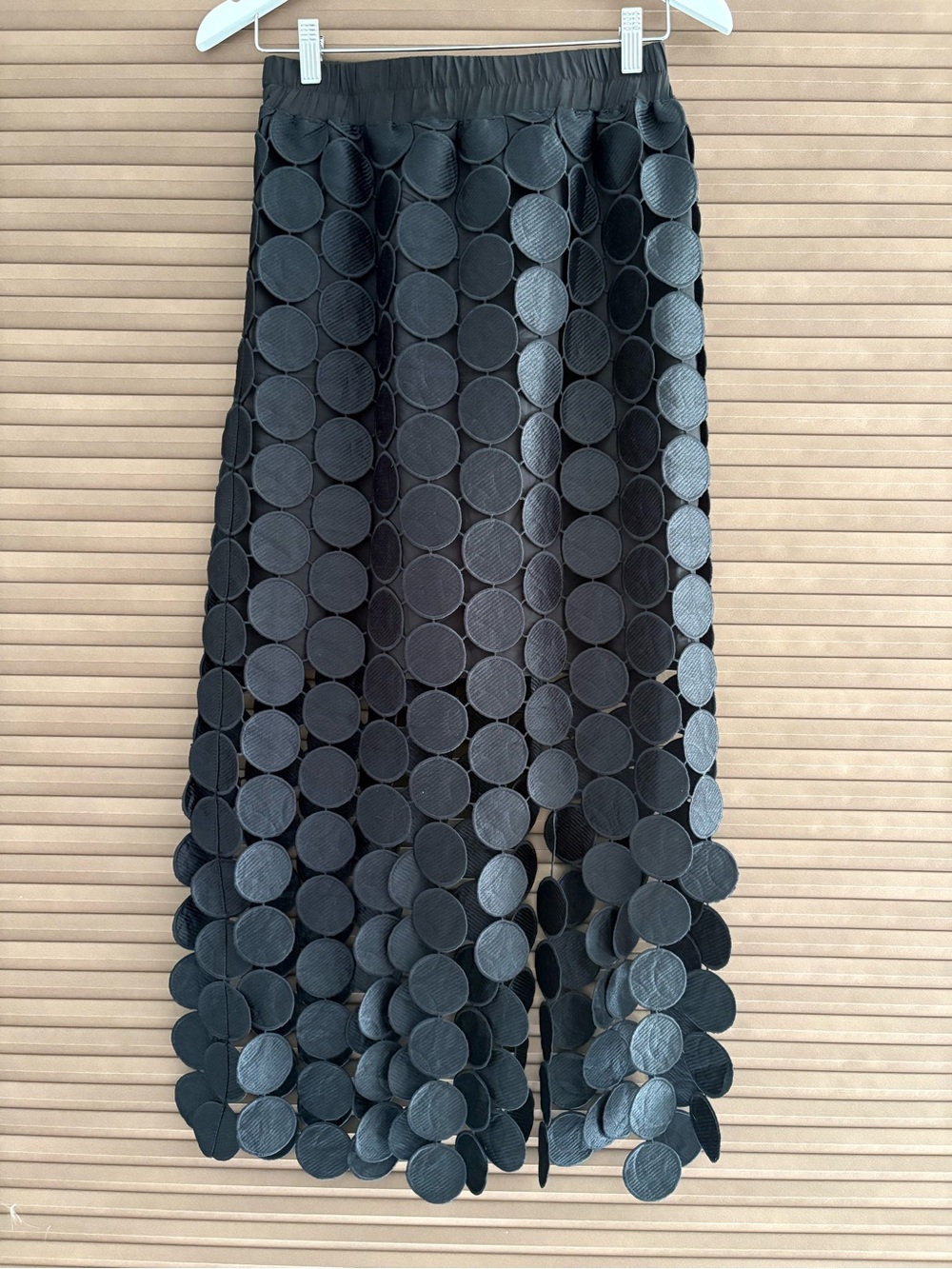 Black Circle-Detail Midi Skirt
